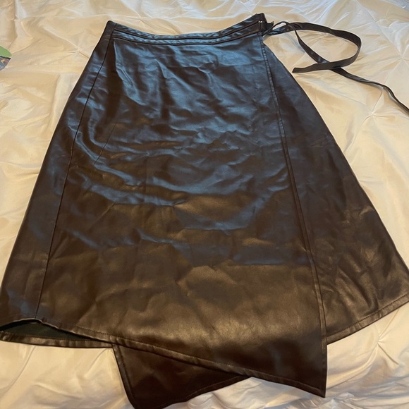 Tyler Boe Dresses & Skirts - Chocolate brown Tyler Böe vegan leather wrap around skirt